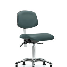 Class 100 Vinyl Clean Room Chair - Medium Bench Height with Stationary Glides in Colonial Blue Trailblazer Vinyl - NCR-VMBCH-CR-T0-A0-NF-RG-8546