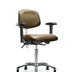 Class 100 Vinyl Clean Room Chair - Medium Bench Height with Adjustable Arms & Stationary Glides in Taupe Supernova Vinyl - NCR-VMBCH-CR-T0-A1-NF-RG-8809