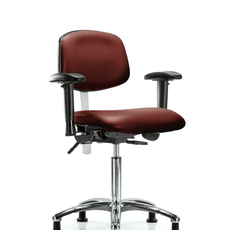 Class 100 Vinyl Clean Room Chair - Medium Bench Height with Adjustable Arms & Stationary Glides in Borscht Supernova Vinyl - NCR-VMBCH-CR-T0-A1-NF-RG-8815