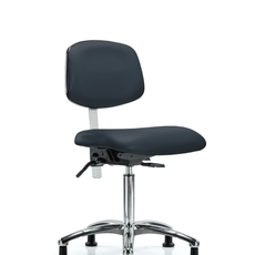 Class 100 Vinyl Clean Room Chair - Medium Bench Height with Seat Tilt & Stationary Glides in Imperial Blue Trailblazer Vinyl - NCR-VMBCH-CR-T1-A0-NF-RG-8582