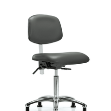 Class 100 Vinyl Clean Room Chair - Medium Bench Height with Seat Tilt & Stationary Glides in Carbon Supernova Vinyl - NCR-VMBCH-CR-T1-A0-NF-RG-8823