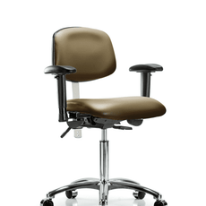 Class 100 Vinyl Clean Room Chair - Medium Bench Height with Seat Tilt, Adjustable Arms, & Casters in Taupe Supernova Vinyl - NCR-VMBCH-CR-T1-A1-NF-CC-8809