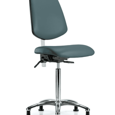 Class 100 Vinyl Clean Room Chair - Medium Bench Height with Medium Back & Stationary Glides in Colonial Blue Trailblazer Vinyl - NCR-VMBCH-MB-CR-T0-A0-NF-RG-8546