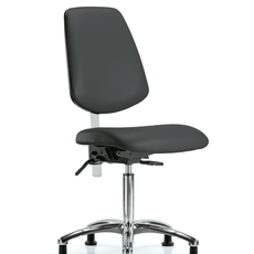Class 100 Vinyl Clean Room Chair - Medium Bench Height with Medium Back, Seat Tilt, & Stationary Glides in Charcoal Trailblazer Vinyl - NCR-VMBCH-MB-CR-T1-A0-NF-RG-8605