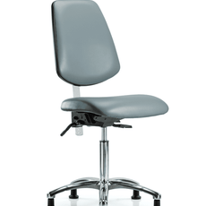 Class 100 Vinyl Clean Room Chair - Medium Bench Height with Medium Back, Seat Tilt, & Stationary Glides in Storm Supernova Vinyl - NCR-VMBCH-MB-CR-T1-A0-NF-RG-8822