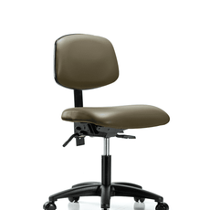 Vinyl Chair - Desk Height with Seat Tilt & Casters in Taupe Supernova Vinyl - VDHCH-RG-T1-A0-RC-8809