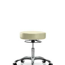 Vinyl Stool without Back Chrome - Desk Height with Casters in Adobe White Trailblazer Vinyl - VDHSO-CR-CC-8501