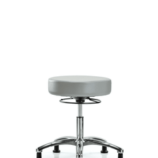 Vinyl Stool without Back Chrome - Desk Height with Stationary Glides in Dove Trailblazer Vinyl - VDHSO-CR-RG-8567