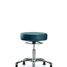 Vinyl Stool without Back Chrome - Desk Height with Stationary Glides in Marine Blue Supernova Vinyl - VDHSO-CR-RG-8801