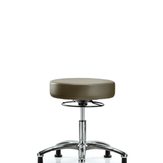 Vinyl Stool without Back Chrome - Desk Height with Stationary Glides in Marine Blue Supernova Vinyl - VDHSO-CR-RG-8809