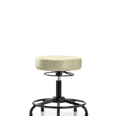 Vinyl Stool without Back - Desk Height with Round Tube Base & Stationary Glides in Adobe White Trailblazer Vinyl - VDHSO-RT-RG-8501