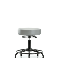 Vinyl Stool without Back - Desk Height with Round Tube Base & Stationary Glides in Dove Trailblazer Vinyl - VDHSO-RT-RG-8567