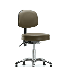Vinyl Stool with Back Chrome - Desk Height with Stationary Glides in Marine Blue Supernova Vinyl - VDHST-CR-T0-RG-8809