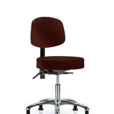 Vinyl Stool with Back Chrome - Desk Height with Seat Tilt & Stationary Glides in Burgundy Trailblazer Vinyl - VDHST-CR-T1-RG-8569