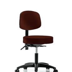 Vinyl Stool with Back - Desk Height with Casters in Burgundy Trailblazer Vinyl - VDHST-RG-T0-RC-8569
