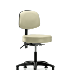 Vinyl Stool with Back - Desk Height with Stationary Glides in Adobe White Trailblazer Vinyl - VDHST-RG-T0-RG-8501