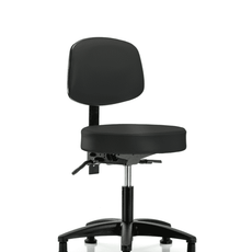 Vinyl Stool with Back - Desk Height with Stationary Glides in Black Trailblazer Vinyl - VDHST-RG-T0-RG-8540