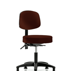 Vinyl Stool with Back - Desk Height with Stationary Glides in Burgundy Trailblazer Vinyl - VDHST-RG-T0-RG-8569
