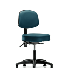 Vinyl Stool with Back - Desk Height with Stationary Glides in Marine Blue Supernova Vinyl - VDHST-RG-T0-RG-8801