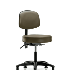 Vinyl Stool with Back - Desk Height with Stationary Glides in Marine Blue Supernova Vinyl - VDHST-RG-T0-RG-8809