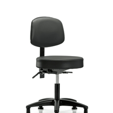 Vinyl Stool with Back - Desk Height with Stationary Glides in Carbon Supernova Vinyl - VDHST-RG-T0-RG-8823