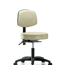 Vinyl Stool with Back - Desk Height with Seat Tilt & Casters in Adobe White Trailblazer Vinyl - VDHST-RG-T1-RC-8501