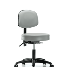 Vinyl Stool with Back - Desk Height with Seat Tilt & Casters in Dove Trailblazer Vinyl - VDHST-RG-T1-RC-8567
