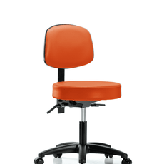 Vinyl Stool with Back - Desk Height with Seat Tilt & Casters in Orange Kist Trailblazer Vinyl - VDHST-RG-T1-RC-8613