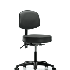 Vinyl Stool with Back - Desk Height with Seat Tilt & Casters in Carbon Supernova Vinyl - VDHST-RG-T1-RC-8823