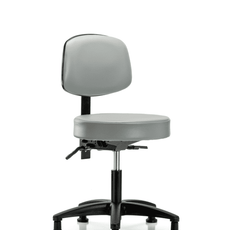 Vinyl Stool with Back - Desk Height with Seat Tilt & Stationary Glides in Sterling Supernova Vinyl - VDHST-RG-T1-RG-8840