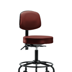 Vinyl Stool with Back - Desk Height with Round Tube Base & Casters in Taupe Supernova Vinyl - VDHST-RT-T0-RC-8815