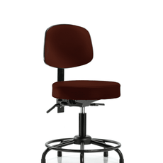 Vinyl Stool with Back - Desk Height with Round Tube Base & Stationary Glides in Burgundy Trailblazer Vinyl - VDHST-RT-T0-RG-8569