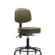Vinyl Stool with Back - Desk Height with Round Tube Base & Stationary Glides in Marine Blue Supernova Vinyl - VDHST-RT-T0-RG-8809
