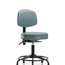 Vinyl Stool with Back - Desk Height with Round Tube Base & Stationary Glides in Storm Supernova Vinyl - VDHST-RT-T0-RG-8822