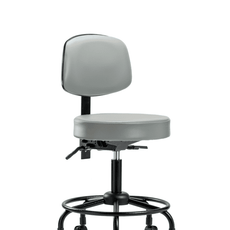 Vinyl Stool with Back - Desk Height with Round Tube Base, Seat Tilt, & Casters in Sterling Supernova Vinyl - VDHST-RT-T1-RC-8840