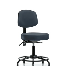 Vinyl Stool with Back - Desk Height with Round Tube Base, Seat Tilt, & Stationary Glides in Imperial Blue Trailblazer Vinyl - VDHST-RT-T1-RG-8582