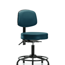 Vinyl Stool with Back - Desk Height with Round Tube Base, Seat Tilt, & Stationary Glides in Marine Blue Supernova Vinyl - VDHST-RT-T1-RG-8801