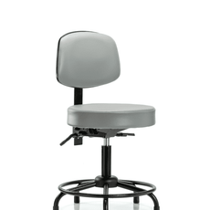 Vinyl Stool with Back - Desk Height with Round Tube Base, Seat Tilt, & Stationary Glides in Sterling Supernova Vinyl - VDHST-RT-T1-RG-8840