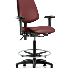 Vinyl Chair - High Bench Height with Medium Back, Seat Tilt, Adjustable Arms, Chrome Foot Ring, & Stationary Glides in Borscht Supernova Vinyl - VHBCH-MB-RG-T1-A1-CF-RG-8815