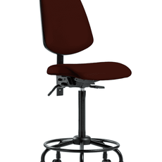 Vinyl Chair - High Bench Height with Round Tube Base, Medium Back, & Casters in Burgundy Trailblazer Vinyl - VHBCH-MB-RT-T0-A0-RC-8569