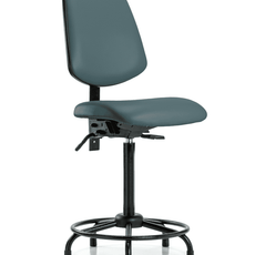 Vinyl Chair - High Bench Height with Round Tube Base, Medium Back, & Stationary Glides in Colonial Blue Trailblazer Vinyl - VHBCH-MB-RT-T0-A0-RG-8546