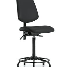 Vinyl Chair - High Bench Height with Round Tube Base, Medium Back, Seat Tilt, & Stationary Glides in Black Trailblazer Vinyl - VHBCH-MB-RT-T1-A0-RG-8540