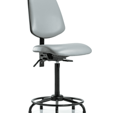 Vinyl Chair - High Bench Height with Round Tube Base, Medium Back, Seat Tilt, & Stationary Glides in Dove Trailblazer Vinyl - VHBCH-MB-RT-T1-A0-RG-8567