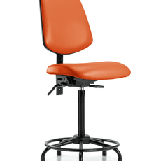 Vinyl Chair - High Bench Height with Round Tube Base, Medium Back, Seat Tilt, & Stationary Glides in Orange Kist Trailblazer Vinyl - VHBCH-MB-RT-T1-A0-RG-8613