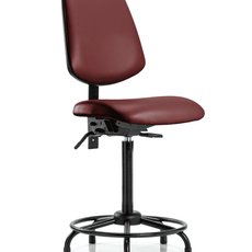 Vinyl Chair - High Bench Height with Round Tube Base, Medium Back, Seat Tilt, & Stationary Glides in Borscht Supernova Vinyl - VHBCH-MB-RT-T1-A0-RG-8815
