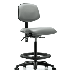 Vinyl Chair - High Bench Height with Black Foot Ring & Casters in Sterling Supernova Vinyl - VHBCH-RG-T0-A0-BF-RC-8840