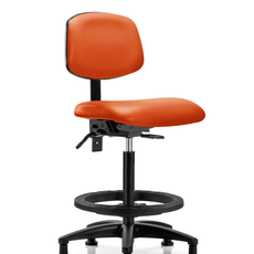Vinyl Chair - High Bench Height with Black Foot Ring & Stationary Glides in Orange Kist Trailblazer Vinyl - VHBCH-RG-T0-A0-BF-RG-8613