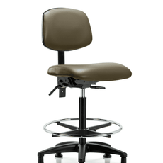 Vinyl Chair - High Bench Height with Chrome Foot Ring & Stationary Glides in Taupe Supernova Vinyl - VHBCH-RG-T0-A0-CF-RG-8809