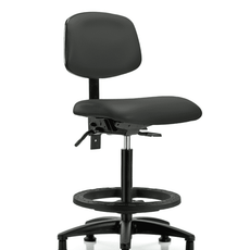 Vinyl Chair - High Bench Height with Seat Tilt, Black Foot Ring, & Stationary Glides in Charcoal Trailblazer Vinyl - VHBCH-RG-T1-A0-BF-RG-8605