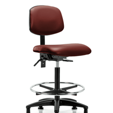 Vinyl Chair - High Bench Height with Seat Tilt, Chrome Foot Ring, & Stationary Glides in Borscht Supernova Vinyl - VHBCH-RG-T1-A0-CF-RG-8815